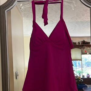 Vibrant Pink Halter swim Top